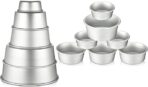 12 Peças set Alumínio Round Cake Pans Bakeware Sets com 4 polegadas, 6 polegadas, 8 polegadas, 9 polegadas, 10 polegadas