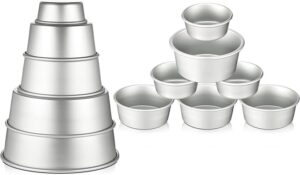 12 Peças set Alumínio Round Cake Pans Bakeware Sets com 4 polegadas, 6 polegadas, 8 polegadas, 9 polegadas, 10 polegadas