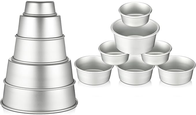 61KvckG9qDL._AC_SX679_.jpg 12 Peças set Alumínio Round Cake Pans Bakeware Sets com 4 polegadas, 6 polegadas, 8 polegadas, 9 polegadas, 10 polegadas - Imagem 1