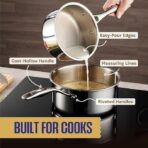 LEGEND COOKWARE Conjunto de panelas de aço inoxidável | 5 camadas, 14 peças, indução, não tóxico, seguro para forno | Melhor 18/8 totalmente revestido - Imagem 5