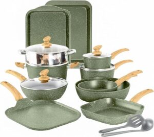Conjunto de 17 panelas e frigideiras antiaderentes