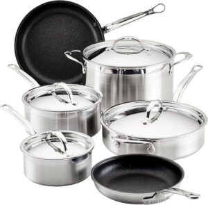 Hestan - Coleção ProBond Conjunto profissional de panelas antiaderentes TITUM de aço inoxidável
