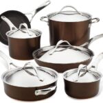 Anolon Nouvelle Panelas e frigideiras antiaderentes de cobre anodizado rígido (11 peças), zibelina